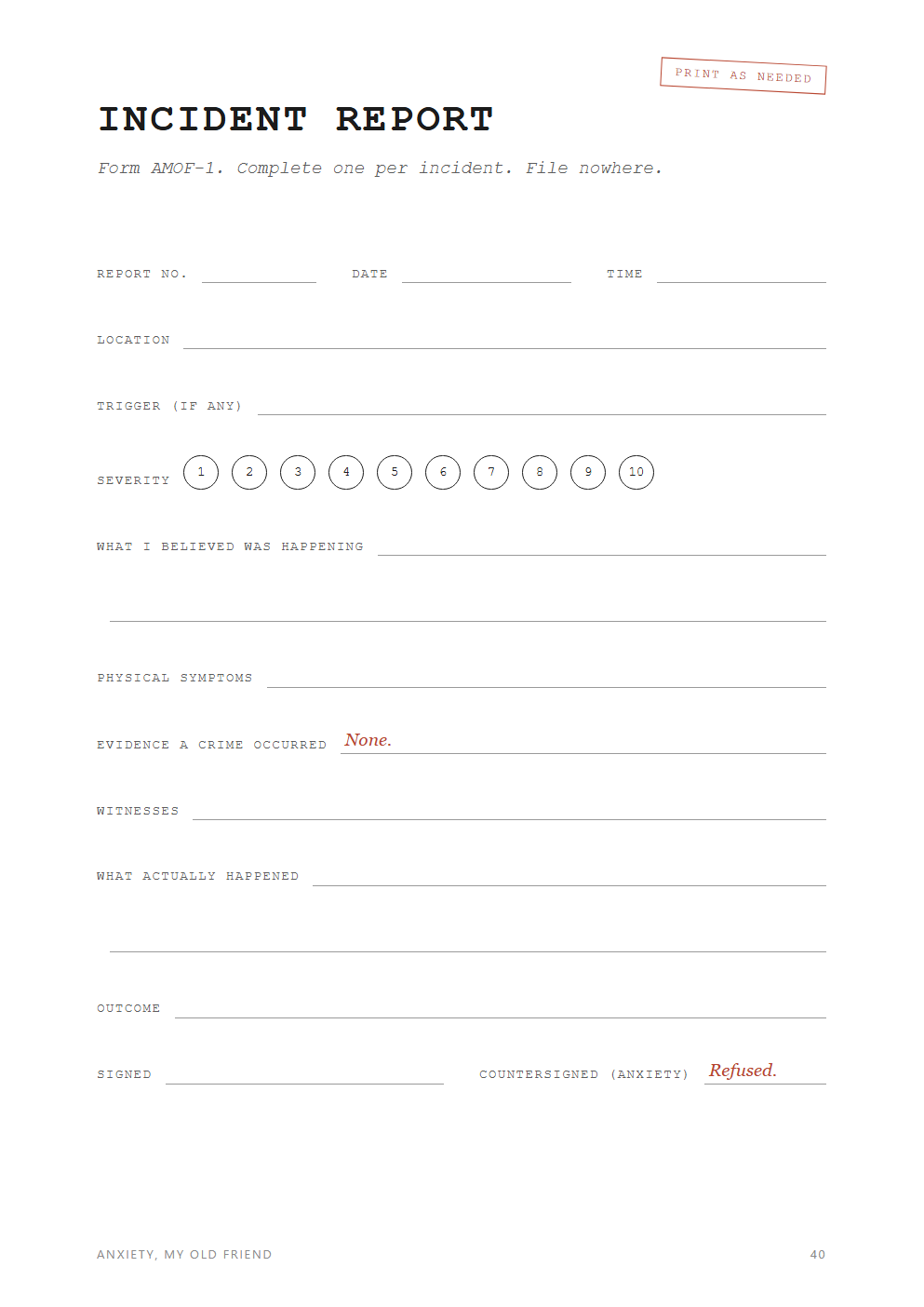 Incident report form page